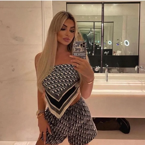 Dior Oblique Vintage Navy Blue Silk Square Scarf - Picture 6 of 6